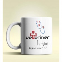 Kişiye Özel Veteriner Hekim Tasarımlı Beyaz Kupa Bardak