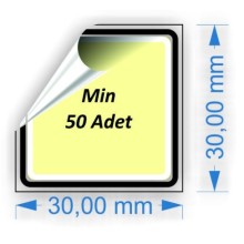 Sticker | 3cm x 3 cm Yapışkanlı Etiket | Özel Kesim