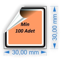 Sticker | 3cm x 3 cm Yapışkanlı Etiket | Özel Kesim - Kare
