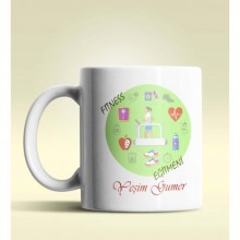 Kişiye Özel Fıtness Eğitmeni Tasarımlı Beyaz Kupa Bardak