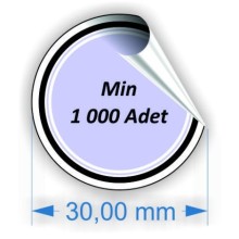 Sticker | 3cm x 3 cm Yapışkanlı Etiket | Özel Kesim - Yuvarlak