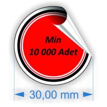 Sticker | 3cm x 3 cm Yapışkanlı Etiket | Özel Kesim - Yuvarlak