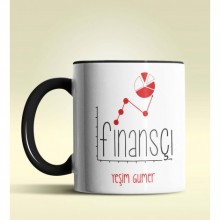 Kişiye Özel Finansçı Tasarımlı Siyah Kupa Bardak