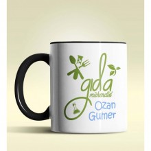 Kişiye Özel Gıda Mühendisi 2 Tasarımlı Siyah Kupa Bardak