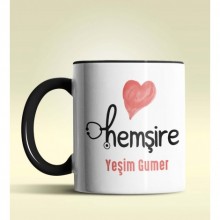 Kişiye Özel Hemşire 2 Tasarımlı Siyah Kupa Bardak