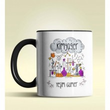 Kişiye Özel Kimyager 2 Tasarımlı Siyah Kupa Bardak