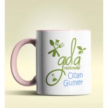 Kişiye Özel Gıda Mühendisi 2 Tasarımlı Pembe Kupa Bardak