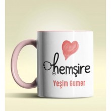 Kişiye Özel Hemşire 2 Tasarımlı Pembe Kupa Bardak