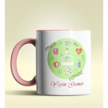 Kişiye Özel Fıtness Eğitmeni Tasarımlı Pembe Kupa Bardak