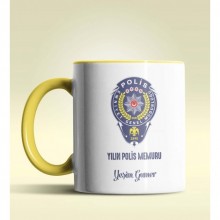 Kişiye Özel Polis Memuru 3 Tasarımlı Sarı Kupa Bardak