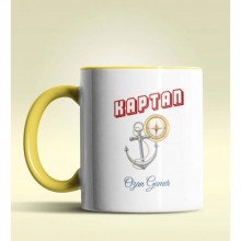 Kişiye Özel Kaptan Tasarımlı Sarı Kupa Bardak