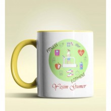 Kişiye Özel Fıtness Eğitmeni Tasarımlı Sarı Kupa Bardak