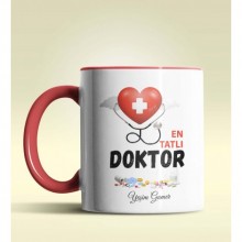 Kişiye Özel En Tatlı Doktor Tasarımlı Kırmızı Kupa Bardak