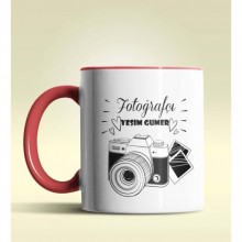 Kişiye Özel Fotoğrafçı 3 Tasarımlı Kırmızı Kupa Bardak