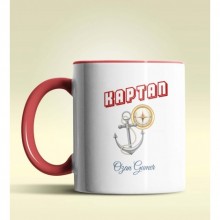 Kişiye Özel Kaptan Tasarımlı Kırmızı Kupa Bardak