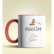 Kişiye Özel Hakim 3 Tasarımlı Kırmızı Kupa Bardak