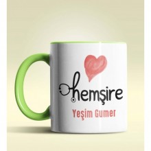 Kişiye Özel Hemşire 2 Tasarımlı Yeşil Kupa Bardak