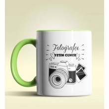 Kişiye Özel Fotoğrafçı 3 Tasarımlı Yeşil Kupa Bardak