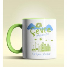 Kişiye Özel Çevre Mühendisi 2 Tasarımlı Yeşil Kupa Bardak