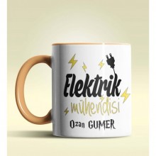 Kişiye Özel Elektrik Mühendisi Tasarımlı Turuncu Kupa Bardak