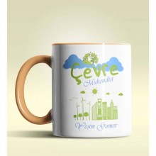 Kişiye Özel Çevre Mühendisi 2 Tasarımlı Turuncu Kupa Bardak