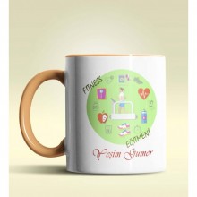 Kişiye Özel Fıtness Eğitmeni Tasarımlı Turuncu Kupa Bardak