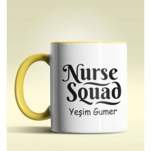 Kişiye Özel Nurse Squad (Hemşire Tayfası) Tasarımlı Sarı Kupa