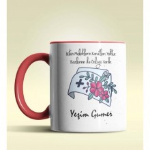 Kişiye Özel Hemşire Tasarımlı Kırmızı Kupa Bardak