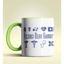 Kişiye Özel Eczacı 2 Tasarımlı Yeşil Kupa Bardak