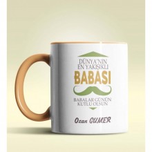 Kişiye Özel Dünya'nın En Yakışıklı Babası Tasarımlı Turuncu Kupa