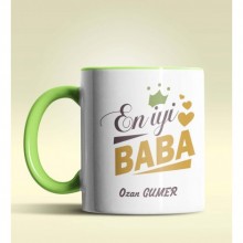 Kişiye Özel En İyi Baba Tasarımlı Yeşil Kupa Bardak