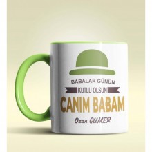 Kişiye Özel Canım Babam 8 Tasarımlı Yeşil Kupa Bardak