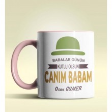 Kişiye Özel Canım Babam 4 Tasarımlı Pembe Kupa Bardak