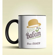 Kişiye Özel Babalar Günün Kutlu Olsun 5 Tasarım Siyah Kupa Bardak