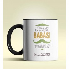 Kişiye Özel Dünya'nın En Yakışıklı Babası Tasarımlı Siyah Kupa