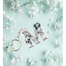 İsme Özel M Harfi Temalı Flower Paint Tasarımlı Anahtarlık | Epoksi Döküm Anahtarlık