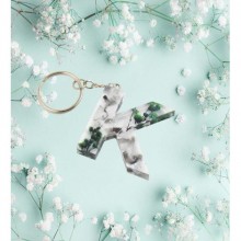 İsme Özel K Harfi Temalı Flower Paint Tasarımlı Anahtarlık | Epoksi Döküm Anahtarlık