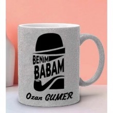 Kişiye Özel Benim Babam Tasarımlı Simli Gümüş Kupa