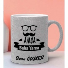 Kişiye Özel Amca Baba Yarısı Tasarımlı Simli Gümüş Kupa