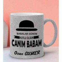 Kişiye Özel Babalar Günün Kutlu Olsun 4 Tasarım Simli Gümüş Kupa