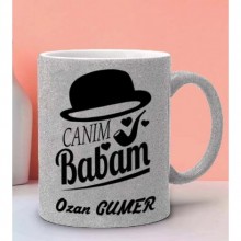 Kişiye Özel Canım Babam 2 Tasarımlı Simli Gümüş Kupa