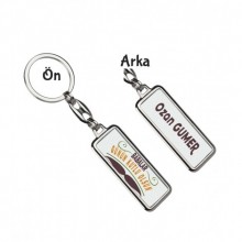 Kişiye Özel Babalar Günün Kutlu Olsun Tasarımlı Metal Anahtarlık - Gümüş Krom Kaplama