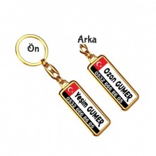 Kişiye Özel Ay Yıldız 6 Tasarım Anahtarlık Plaka Anahtarlık - Altın Krom Kaplama