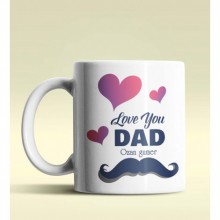 Kişiye Özel Love You Dad Tasarımlı Beyaz Kupa Bardak