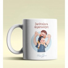 Kişiye Özel Sarılmalara Doyamadığım Babam Tema Beyaz Kupa Bardak