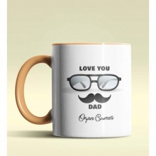 Kişiye Özel Love You Dad 2 Tasarımlı Turuncu Kupa Bardak