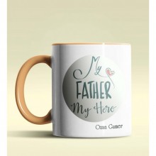 Kişiye Özel My Father My Hero Tasarımlı Turuncu Kupa Bardak