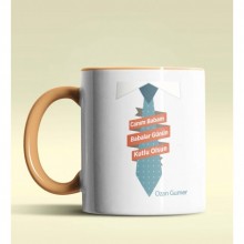 Kişiye Özel Babalar Günün Kutlu Olsun 10 Tema Turuncu Kupa Bardak