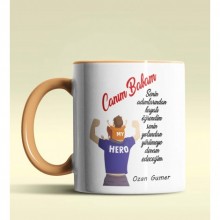 Kişiye Özel Canım Babam Mesajlı Tasarımlı Turuncu Kupa Bardak