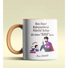 Kişiye Özel Bazı Kahramanların Pelerini Yoktur Tema Turuncu Kupa